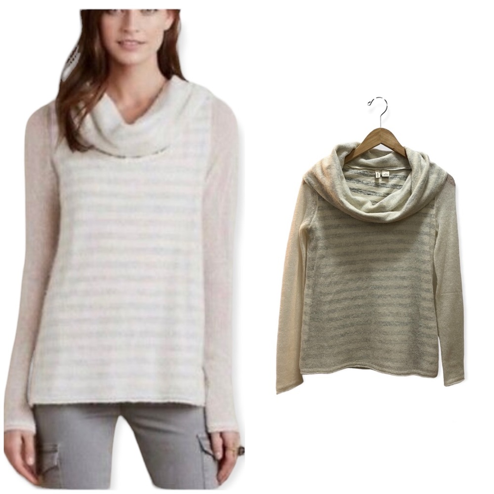 Anthropologie Moth Alpaca Wool Blend Cowl Striped Sweater